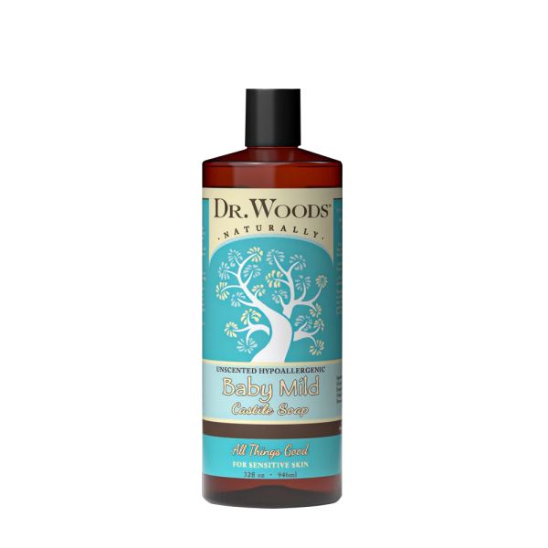DR WOODS: Unscented Hypoallergenic Baby Mild Castile Soap, 32 fo