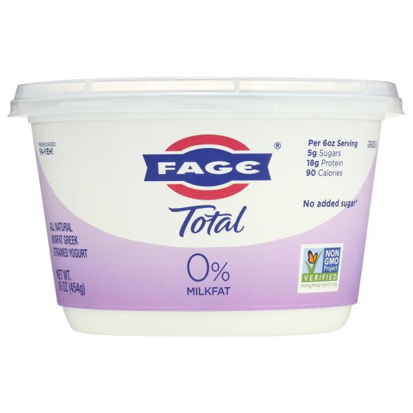 FAGE TOTAL GREEK: 0% Nonfat Plain Greek Strained Yogurt, 17.6 oz