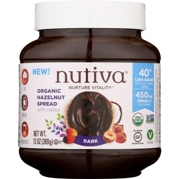 NUTIVA: Organic Hazelnut Spread Dark, 13 oz