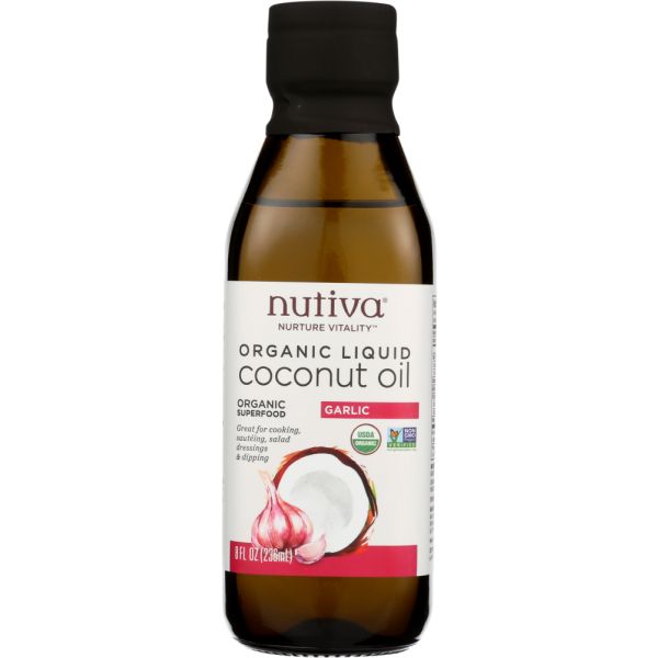 NUTIVA: Oil Coconut Garlic Liquid, 8 oz