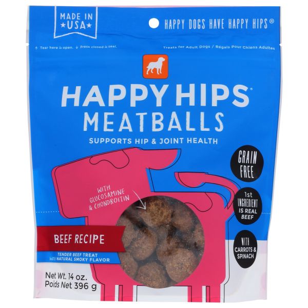 HAPPY HIPS: Beef Meatballs Dog Treat, 14 oz