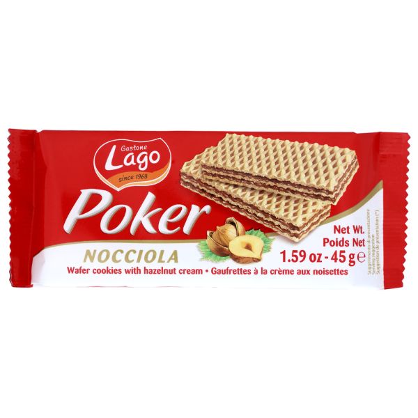 GASTONE LAGO: Poker Hazelnut Cream Wafers Cookies, 1.59 oz