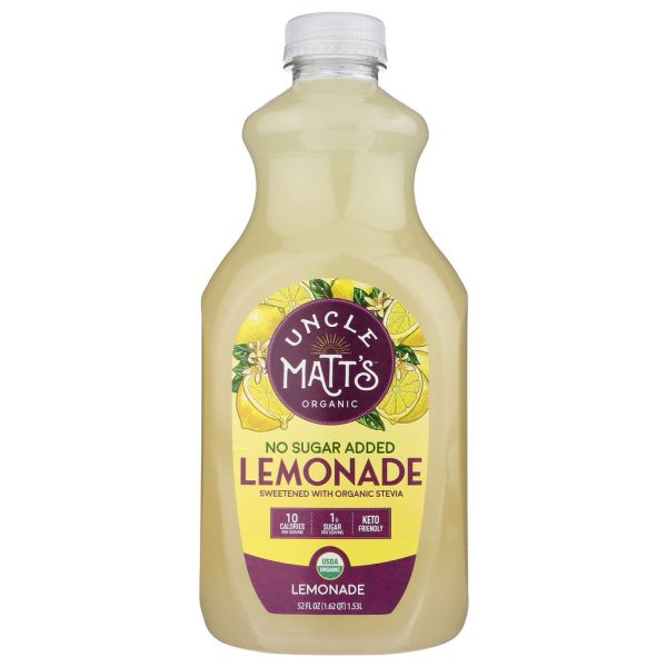 UNCLE MATTS ORGANIC: Organic Lemonade No Sugar Added, 52 fo