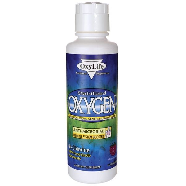 OXYLIFE: Stabilized Oxygen with Colloidal Silver and Aloe Vera Mountain Berry, 16 oz
