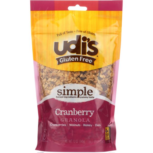 UDIS: Gluten Free Granola Cranberry, 12 Oz