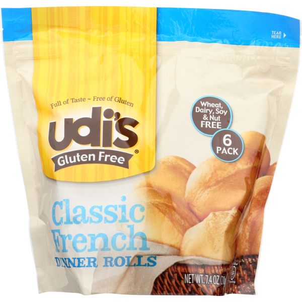 UDIS: Gluten Free Classic French Dinner Rolls, 7.4 oz