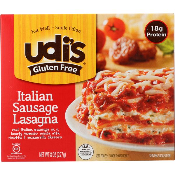 UDIS: Frozen Entree Italian Sausage Lasagna, 8 oz