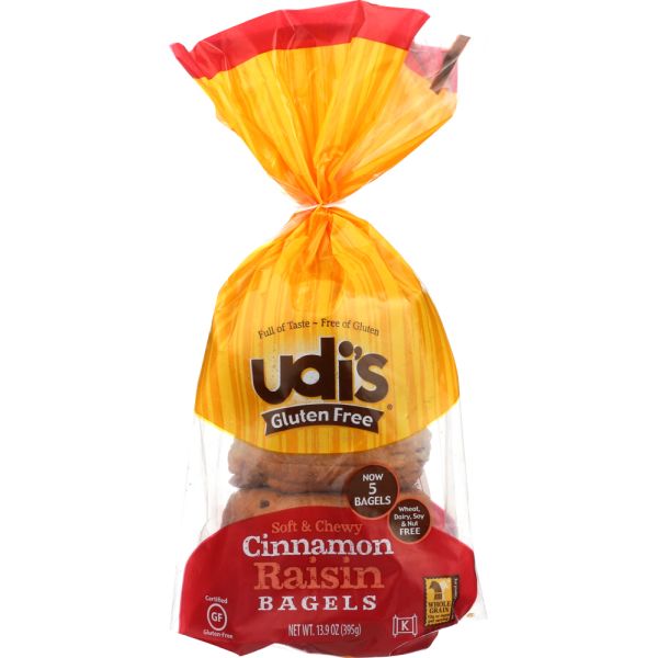 UDIS: Gluten-Free Cinnamon Raisin Bagels, 13.9 Oz