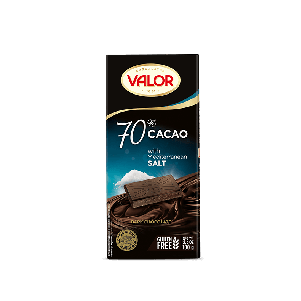VALOR: 70% Dark Chocolate with Mediterranean Salt, 3.5 oz