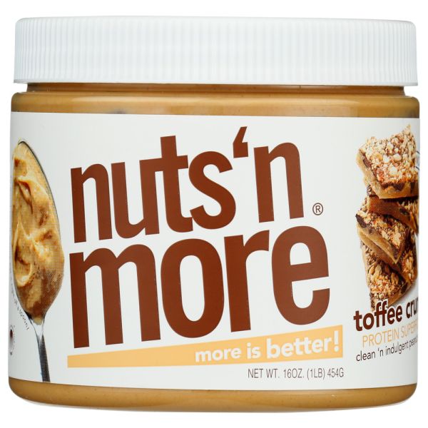 NUTS N MORE: Toffee Crunch High Protein Peanut Butter Spread, 16.3 oz