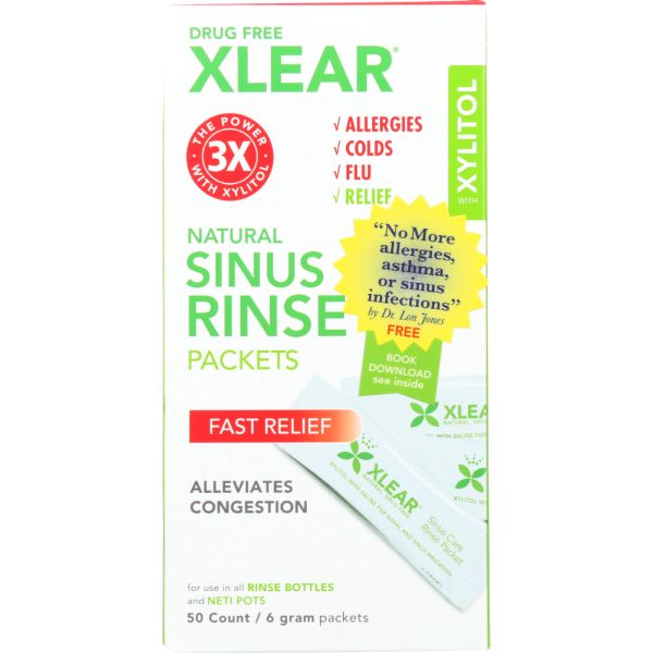 XLEAR:  Natural Sinus Rinse Packets 50 Counts, 10.6 oz