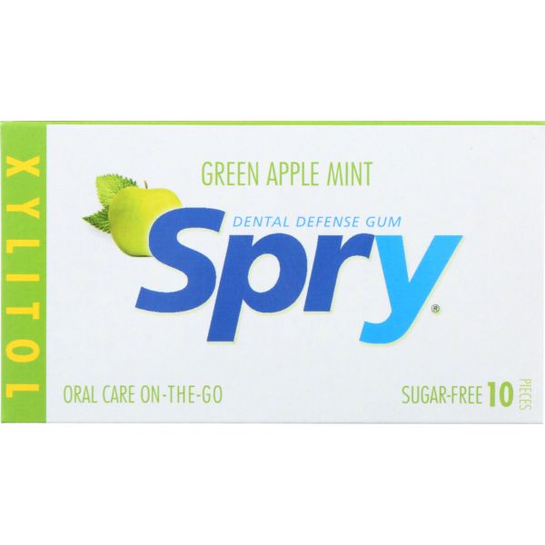 SPRY: Green Apple Mint Xylitol Gum, 10 pc