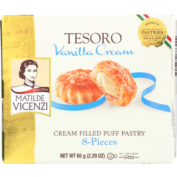 VICENZI: Tesoro Vanilla Cream Filled Puff Pastry, 2.29 oz