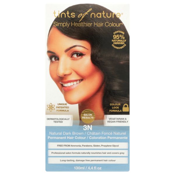 TINTS OF NATURE: 3N Natural Dark Brown Permanent Hair Colour, 4.4 fo