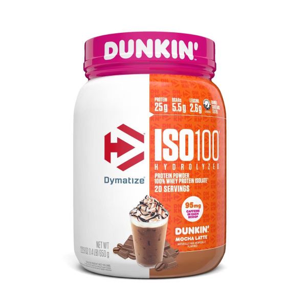 DYMATIZE: ISO100 Protein Powder Dunkin Mocha Latte, 22.9 oz