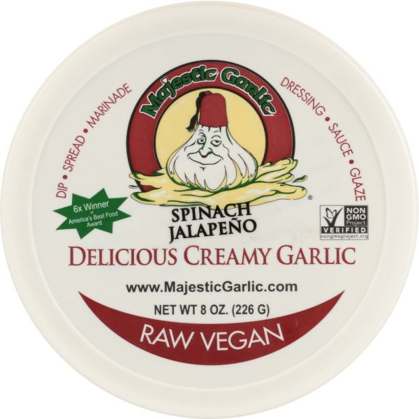 MAJESTIC GARLIC INC: Spinach Jalapeño Delicious Creamy Garlic, 8 oz