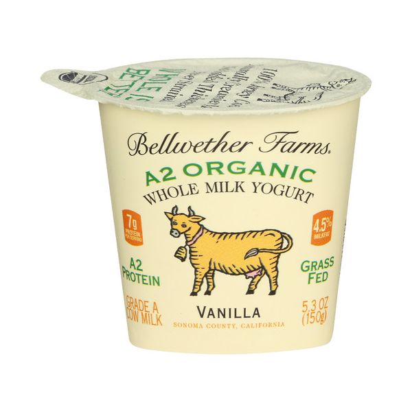 BELLWETHER FARMS: A2 Organic Vanilla Whole Milk Yogurt, 5.3 oz