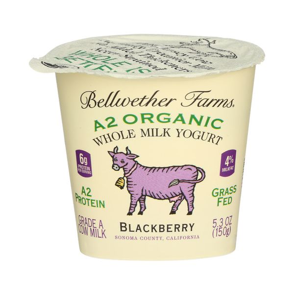 BELLWETHER FARMS: A2 Organic Blackberry Whole Milk Yogurt, 5.3 oz