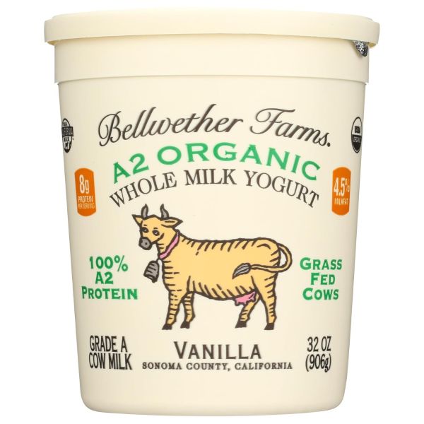 BELLWETHER FARMS: A2 Organic Whole Milk Yogurt Vanilla, 32 oz