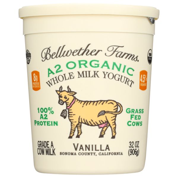 BELLWETHER FARMS: Vanilla Yogurt Whole Jersey Cow Milk, 32 oz