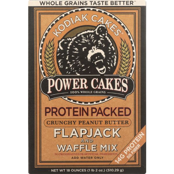 KODIAK: Mix Power Cakes Crunchy Peanut Butter Flapjack, 18 oz