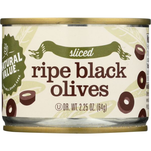 NATURAL VALUE: Sliced Ripe Black Olives, 2.25 oz