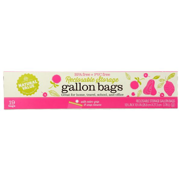 NATURAL VALUE: Reclosable Storage Gallon Bags, 19 bg