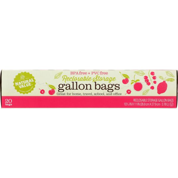 NATURAL VALUE: Gallon Bags Reclosable Storage 19ct, 1 ea