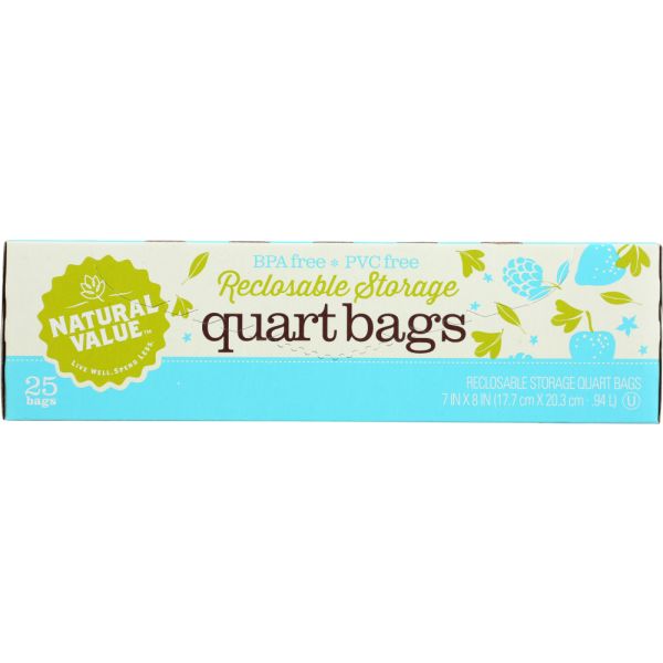 NATURAL VALUE: Quart Bags Reclosable Storage 24ct, 1 ea