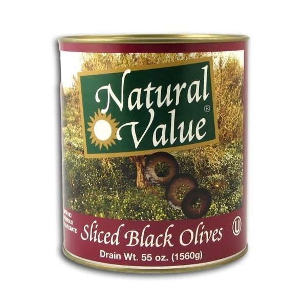 NATURAL VALUE: Sliced Black Olives, 55 oz