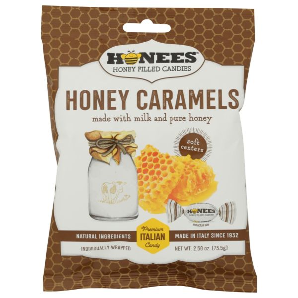 HONEES: Honey Caramels Candy, 2.59 oz