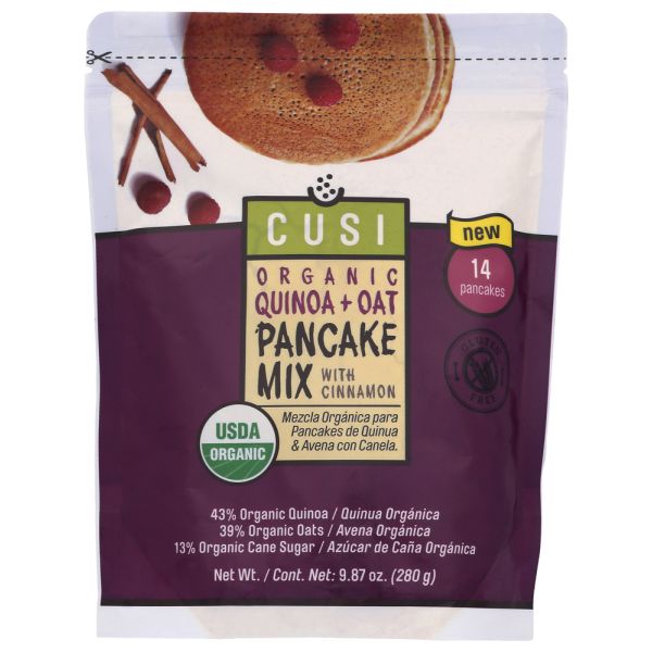 CUSI WORLD: Quinoa Oat Pancake Mix Cinnamon, 9.87 oz