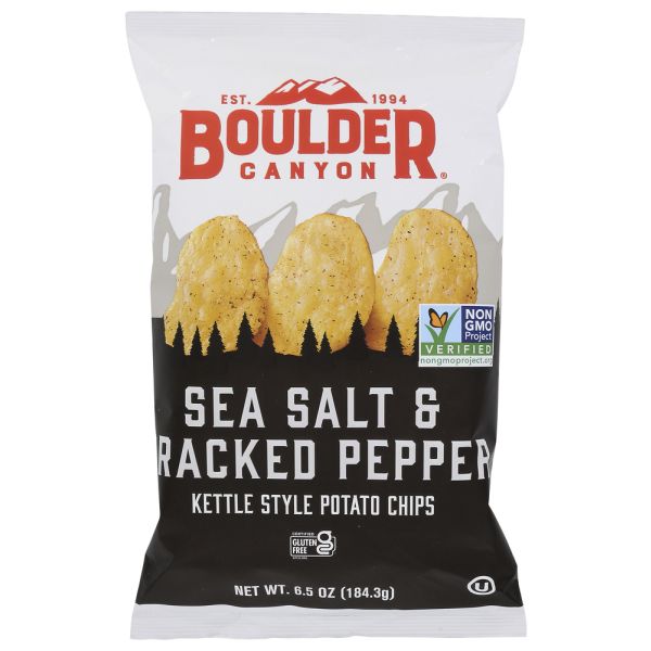 BOULDER CANYON: Sea Salt & Cracked Pepper Kettle Cooked Potato Chips, 6.5 oz