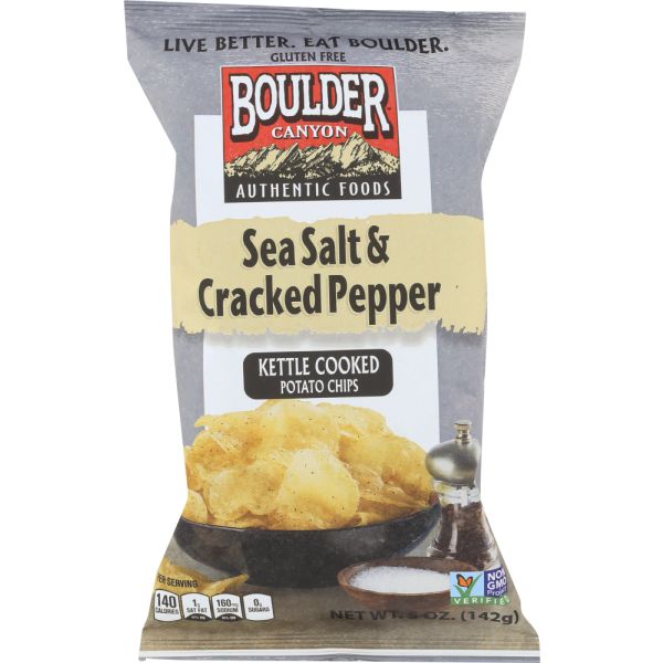 BOULDER CANYON: Sea Salt and Cracked Pepper Kettle Potato Chips, 5 oz