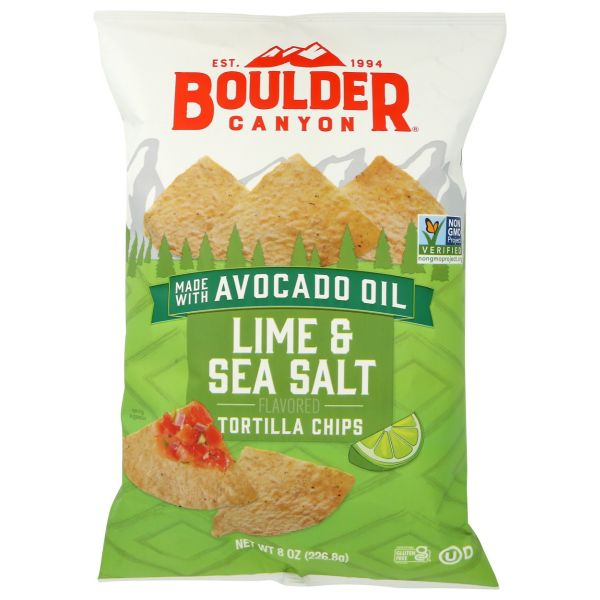 BOULDER CANYON: Lime and Sea Salt Tortilla Chips, 8 oz