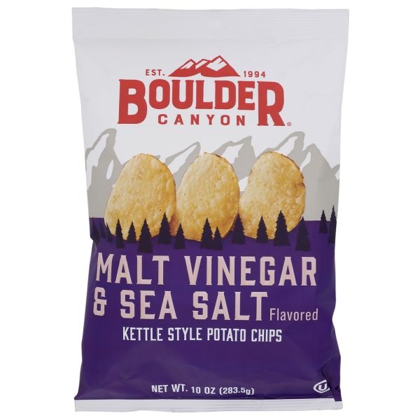 BOULDER CANYON: Classic Cut Malt Vinegar & Sea Salt Kettle Cooked Chips, 10 oz