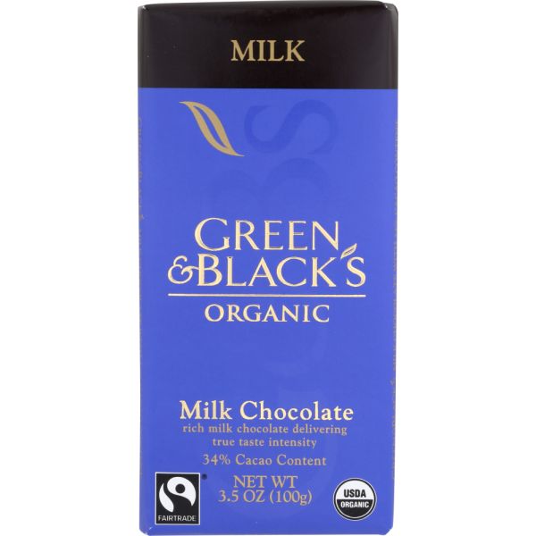 Green & Black's Organic Milk Chocolate, 3.5 Oz