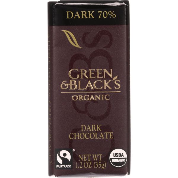 GREEN & BLACKS: Organic Dark Chocolate Bar 70% Cacao, 1.2 oz