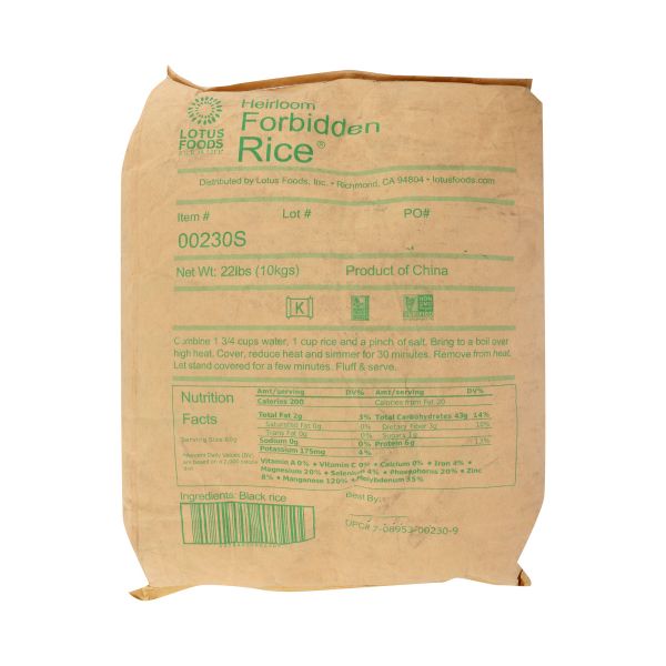 LOTUS FOODS: Heirloom Forbidden Rice, 22 lb.