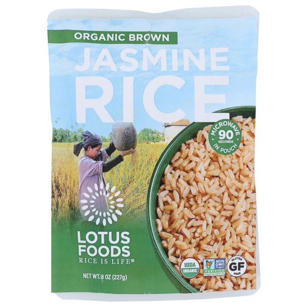 LOTUS FOODS: Rice Jasmine Brown Org, 8 oz