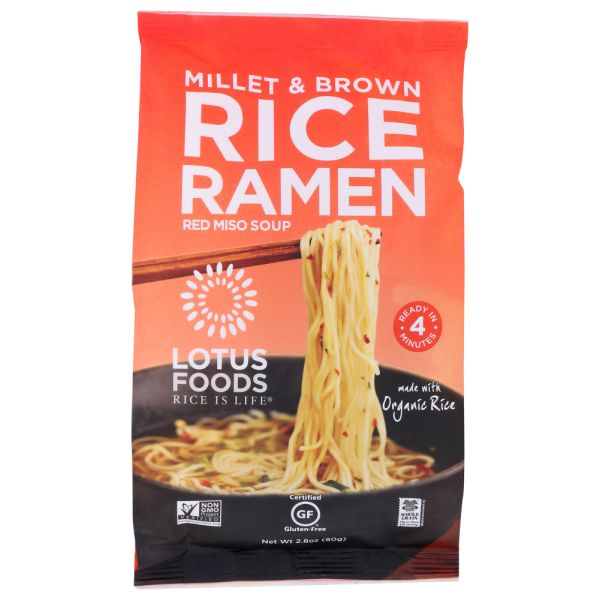 LOTUS FOODS: Millet Brown Rice Ramen With Red Miso Soup, 2.8 oz