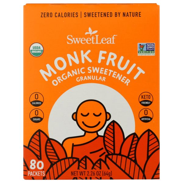 SWEETLEAF STEVIA: Monk Fruit Sweetener 80Ct, 2.26 oz
