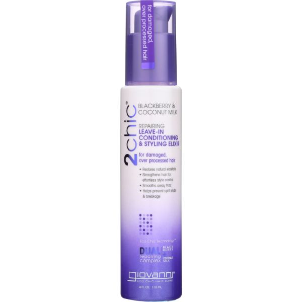 Giovanni Cosmetic Conditioning & Styling Elixir Leave-In Ultra-Repair Blackberry & Coconut Milk, 4 Oz