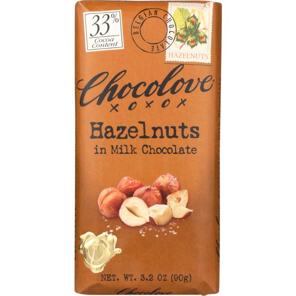 Chocolove Hazelnuts In Milk Chocolate Bar, 3.2 oz