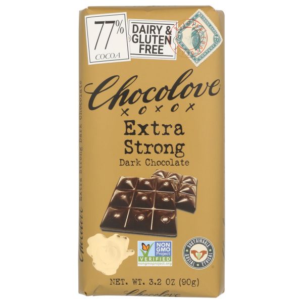 CHOCOLOVE: Extra Strong Dark Chocolate Bar, 3.2 oz