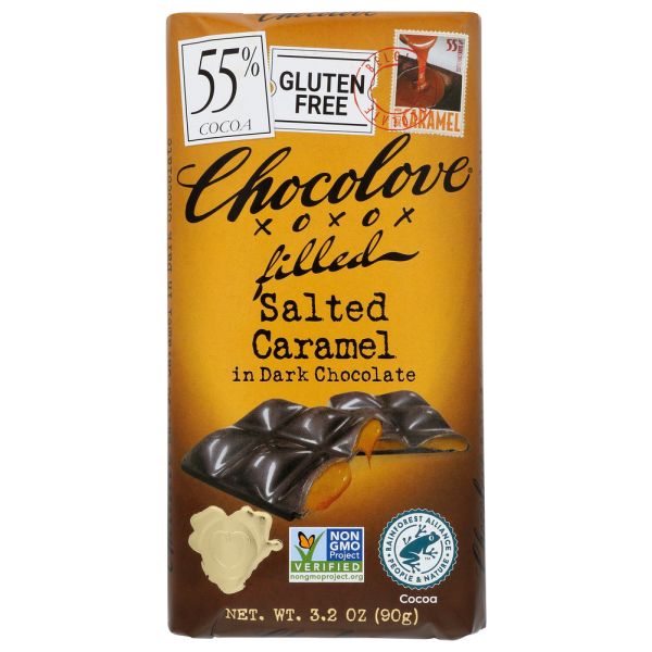 CHOCOLOVE: Dark Chocolate Caramel Bar, 3.2 oz