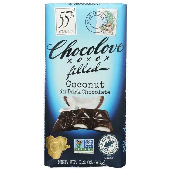 CHOCOLOVE: Coconut in Dark Chocolate Bar, 3.2 oz
