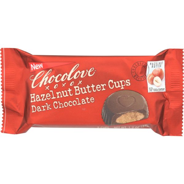 CHOCOLOVE: Chocolove Hazelnut Butter Dark Chocolate Cups. 1.2 oz
