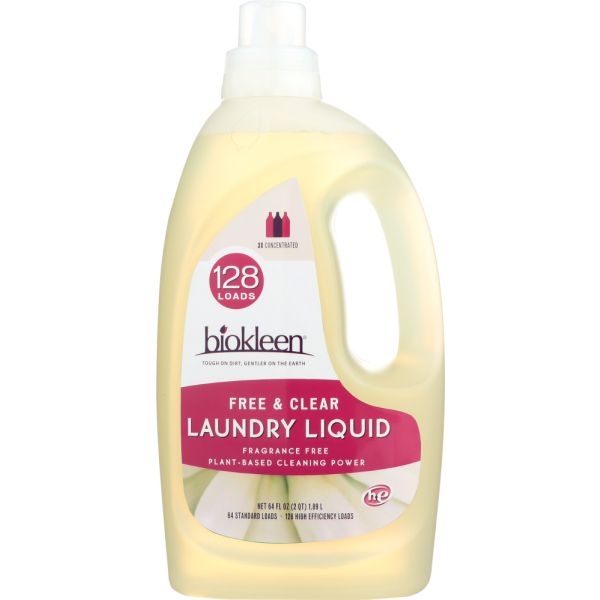 Bio Kleen Laundry Liquid Free And Clear Unscented, 64 oz