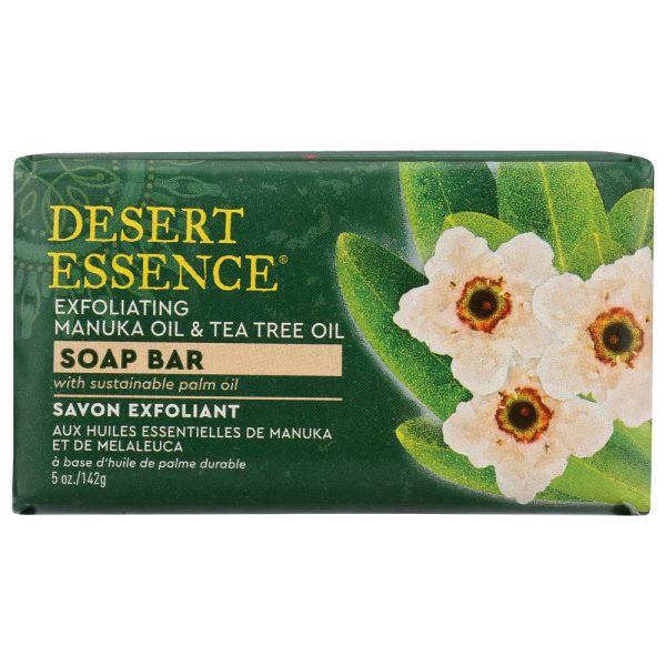 DESERT ESSENCE: Exfoliating Manuka Oil and Tea Tree Oil Soap Bar, 5 oz